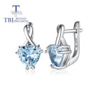 925 Sterling silver Natural Sky Blue topaz trl 8.0mm gemstone earrings simple style women fine jewelry for daily wear