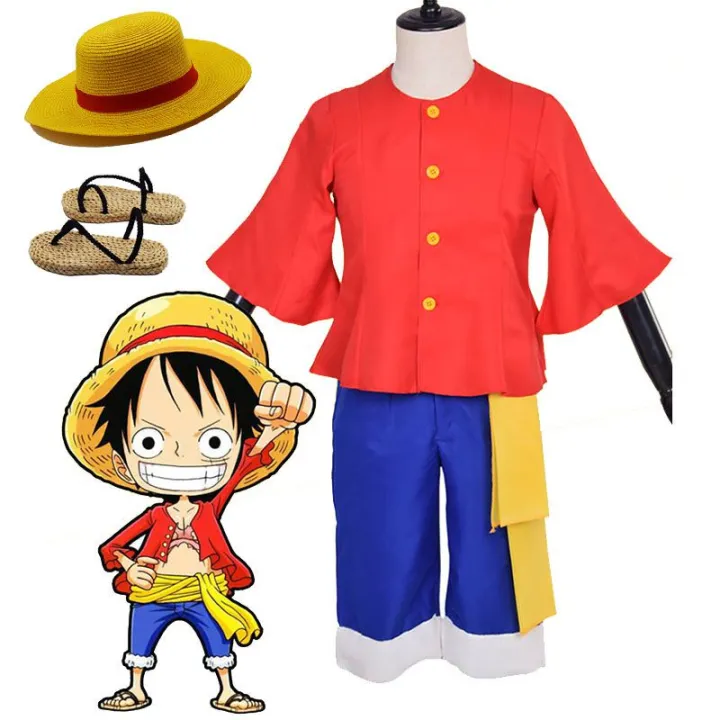 Anime One Piiece Monkey D Luffy Cosplay Costume Outfits for Halloween T ...