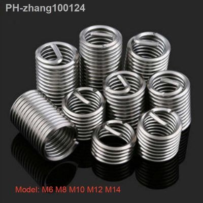 10PCS stainless steel 304 coiled wire threaded inserts M6 M8 M10 M12 M14 long thread repair screw insert repair tool
