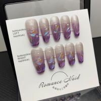 [HANDMADE]Artificial Nail Flash Diamond Wearable Ins Clear Pink Nails Reusable and Removable Nails