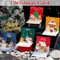 3D Pop Up Christmas Greeting Cards Holiday Cards Blessing Postcard Xmas Decor