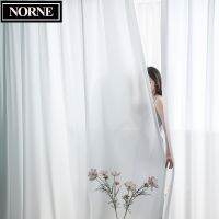 NORNE Top Quality Luxurious Chiffon Solid White Sheer Curtains for Living Room Bedroom Decoration Window Voiles Tulle Curtain