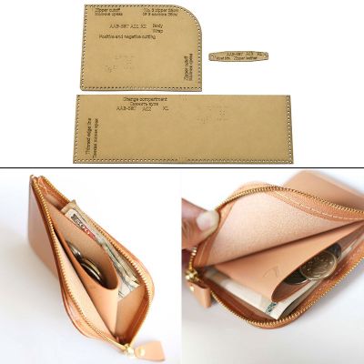 ♂ 1Set DIY Kraft Paper Template New Fashion Retro Coin Purse Wallet Leather Craft Pattern DIY Stencil Sewing Pattern 13cmx10.5cm