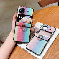 เคสฝาหลังแวววาวไล่ระดับสีรุ้งสไตล์เกาหลีพร้อมห่วงสำหรับ Vivo X Flip XFlip XFLIP