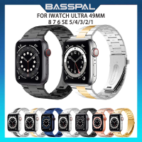 BassPal สายสายเหล็กสแตนเลสคุณภาพสูงสำหรับนาฬิกา Apple 8 7สาย45มม. 44มม. 42มม. 38มม. สายโลหะบางพิเศษ49มม. สำหรับ I Watch Series 6 SE 5 4 3 2 40 41มม. คอเรีย