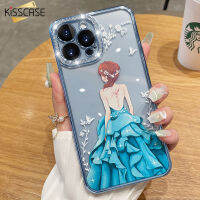 KISSCASE กรอบด้านหลัง IPhone15ProMax ลายเทพีเคลือบด้วยเม็ดเพชรโปร่งใสเคลือบด้วยเม็ดสีใสเคลือบด้วยพลอยเทียมหรูหราฟิล์มเลนส์14Pro รวมทุกอย่างป้องกันการตก14Plus ฝาหลังซิลิโคนใสสำหรับ iPhone 15 14 13 12 11