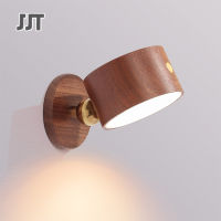 JJT ทำจากไม้เรียบๆโคมไฟตั้งโต๊ะ USB การชาร์จแบบสัมผัสไฟ LED กลางคืนไฟกลางคืนการป้องกันกลางคืนลดแสงโคมไฟหัวเตียงบรรยากาศ