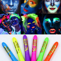 6Pcs Halloween Glow Pop In Dark Face Black Light Paint UV Neon Face Body Paint Crayon Kit Fluorescent Makeup Marker Christmas