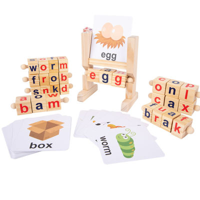 ตัวอักษร Mainan Balok TDS ของเล่นไม้ไม้ธรรมชาติบล็อกตัวอักษรของเล่นสะกดคำเพื่อการศึกษาที่สนุกสนานสำหรับเด็กน้อยกว่า