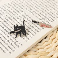 Punk black cat bite knife shape pins Cartoon alloy animal series brooch Bag decoration badge Accessories wholesale Fashion Brooches Pins