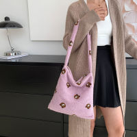 Fashion Women Underarm Totes Bags Animal Pattern Plush Hobos Shoulder Bgas Casual Simple Shoulder Totes Bags Magnetic Button for Winter Autumn