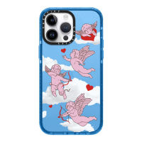 《KIKI》*With packaging* Original glitter CASE.TIFY Cute Phone Case for iphone 14 14pro 14promax 11 12 12ProMax 13promax 13 case High-end shockproof hard case Cute Love Cupid graffiti pattern Official New Design Luxury Style Blue