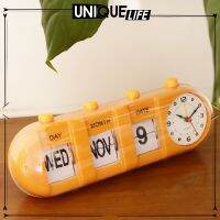 gsdhhrhshdd [Niuniu appliances] Digital Manual Flip Down Desk Page Clock-Yellow