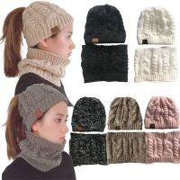 [A Flexible] สตรีหมวกหมวกผ้าพันคอ SetCuteSki หมวกอิดโรย KnitCap นุ่มยืดอิดโรย Skully ถักหมวกสำหรับผู้หญิง