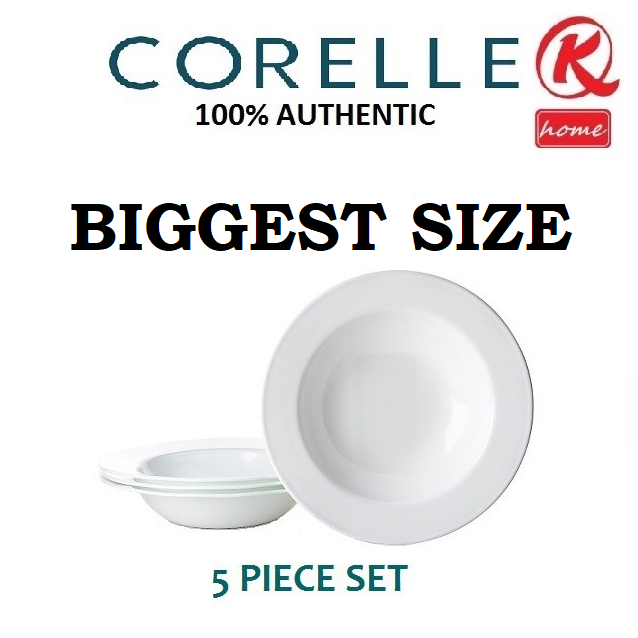 CORELLE Pasta Bowl 28oz / 828ml 5 Piece Set Dazzling White BIG SIZE