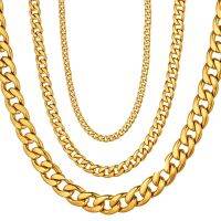 【Transparent thinking】ผู้ชาย39; S 3/7/12มม. สแตนเลสสตีล Miami Cuban Link สร้อยคอยาวชาย Hip Hop เครื่องประดับ Gold Chain ขายส่ง Dropshipping