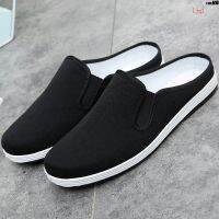 ۞✌ Cloth Shoes Mens Inner Leisure Beijing Backless Slippers Sandals Summer Room Semi-Slip Heel Household Half