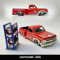 โมเดลรถเหล็ก Chevrolet C10 Stepside, 1969, Pickup Truck Extra Wheels สีแดง-ลายไฟขาว แบรนด์ Jada ขนาด 1:24  Classic Car, #Diecast Model Car โมเดลรถคลาสลิค #รถกระบะ แต่งซิ่ง Toys #CarModelBKK