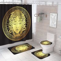 【CW】卍✸✿  Shower Curtain Sets Luxury Gold Polyester Fabric Washable Curtains Marble Toilet Cover Accessories