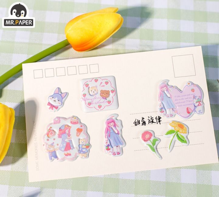 mr-paper-4-design-ins-style-china-girl-series-bubble-sticker-cartoon-hand-account-diy-decoration-collage-material-sticker