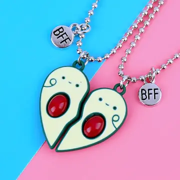 2pcs Matching Necklace For Best Friends Personalized Magnet Heart