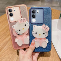 เคสมือถือ Vivo V29 5G ลายลูกแมวน่ารักกระจกแต่งหน้ามาพร้อมกับเลนส์ฟิล์มป้องกันยางนิ่มกันน้ำโปร่งใสเคสโทรศัพท์ Vivo V29 5G ฝาโทรศัพท์ดีไซน์เงา5G