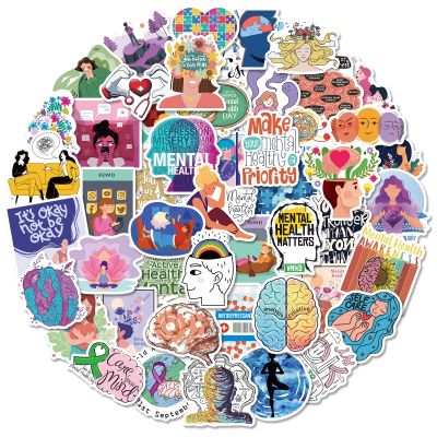 10/25/50pcs Mental Health Graffiti Stickers Cartoon for Adult Youth School Laptop Phone Water Bottle Notebook Scrapbook