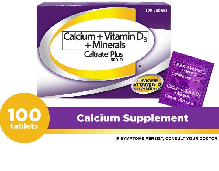 Calcium + Vitamin D3 + Minerals (Caltrate Plus 500D) 100 tablets ...