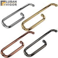 304 Stainless steel shower handle  bathroom glass doors L-shaped handle color gold black rose gold  high-end atmosphere Door Hardware Locks