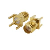 2/5Pcs Gold-plated Copper SMA Female Jack Connector 4 Pin PCB Panel Mount Edge Solder Straight Adapter