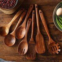 Wooden Kitchen Utensils SetWooden Spoons for Cooking Natural Teak Wood Kitchen Spatula Set for Including 7 Pack