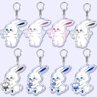 Kpop Cute Rabbit Acrylic Key Chain Pendant Key Ring Keychains Keyring for Bag Pendant Jewelry Fans Gifts