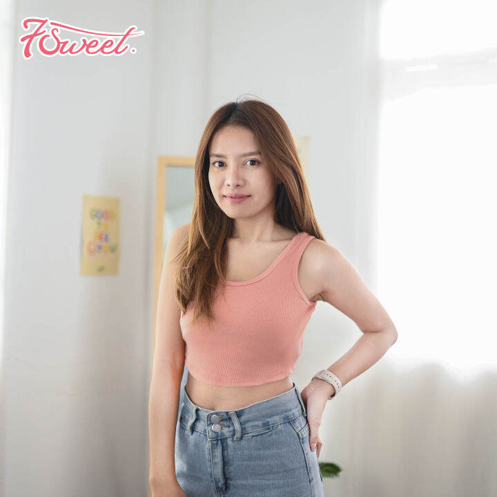 c05-เสื้อครอป-แขนกุด-ผ้าร่อง-สีพื้น-มินิมอล-เสื้อกล้ามครอป-crop