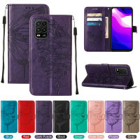 Xiaomi Mi 10 Lite Case, WindCase Butterfly PU Leather Flip Wallet Card Slots with Hand Strap, Stand Cover for Xiaomi Mi 10 Lite 5G