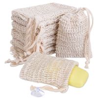 10PCS Sisal Soap Saver Bag Foaming and Drying Soap Holder Soap Exfoliating Punch Mesh Bag with Drawstring Bath Shower Use