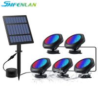 Solar Pool Lights Waterproof IP68 Underwater Pond Lights RGB Submersible Round LED Lamp for Aquarium Tank Garden Pool Fountain