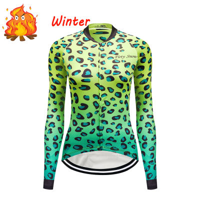 Winter Women Thermal Fleece Cycling Jersey Road Bike Shirt Clothing Bicycle MTB Long Sleeve Clothes Mountain Blouses Maillot BMX