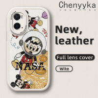 เคส Chenyyyka สำหรับ OPPO เคส A96 A36 A76ลายการ์ตูนนักบินอวกาศมิกกี้เคสใส่โทรศัพท์หนังใหม่เคสกล้องฝาปิดเลนส์เต็มเคสด้านหลังป้องกันซิลิโคนเคสนิ่ม