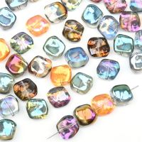 ✁ 20Pcs Irregular Lampwork Glass Beads For Jewelry Making Diy AB Bracelet Earrings AB Rainbow Golden Color Crystal Beads Wholesale