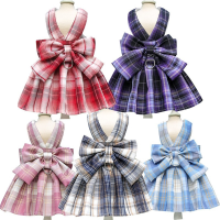 Harness Bow Skirt Cute Dog Collar with Breast Strap Traction Rope Cat Dogs Dress Harness Puppy Cat Vest Princess Tutu Skirt