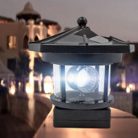 Lighthouse Shape Solar LED Light Garden Fence Yard Outdoor Decoration Smart Sensor Beacon Rotating Beam Lamp Landscape Lights