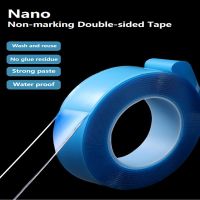 1 Roll Strong Nano Acrylic Double-sided Tape Transparent Blue Film Waterproof Tape Non-marking Wall Sticker Home Appliance Adhesives Tape