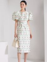 【jw】◈  2023 New Dresses Womens Office Lantern Sleeve Print Vestidos