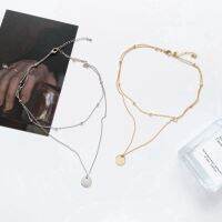 [AOTUO COD]New Korean Fashion Simple Geometric Shape Gold Coin Necklace Female Item for Women Girls