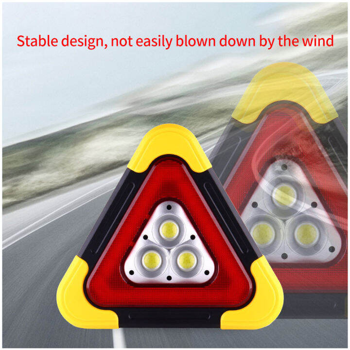Car Triangle Warning Light Portable Reflective Battery Powered