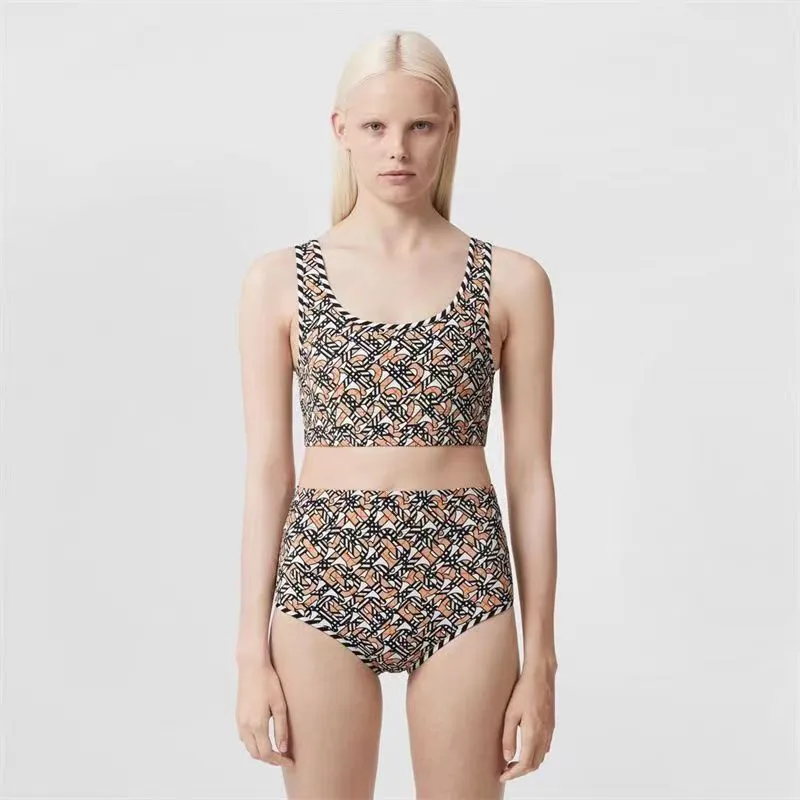 Burberry Swimsuit Print Split Swimsuit Female Tide Brand Sleeveless  Backless Bikini Beach Holiday Celebrity | Lazada PH