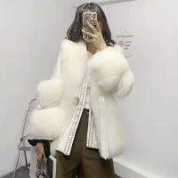 [COD] Biyaby 2022 Fashion Spliced Faux Fur Coat Woman Luxury Streetwear Rivet Jacket Female Warm Whiter Coats