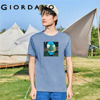 GIORDANO Men Relax Series T-Shirts Fashion Art Print Tshirts 100% Cotton Crewneck Summer Short Sleeve Casual Tee 91093125