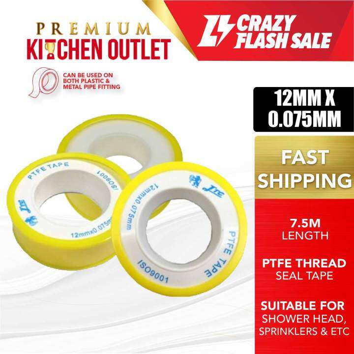 JTC PTFE Seal Tape 12mm x 0.075mm Water Pipe White Seal Tape Lazada