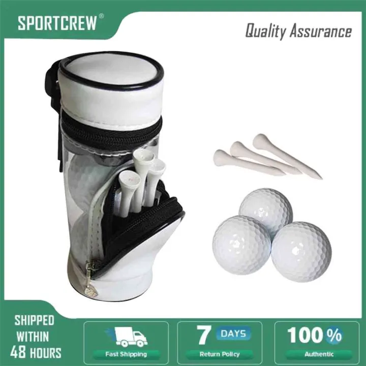 2 Stück Golfball-Tasche Aus Kunstleder | Mit Clip Für Gürtel Oder Tasche – Platz Für 2 Bälle & 4 Tees